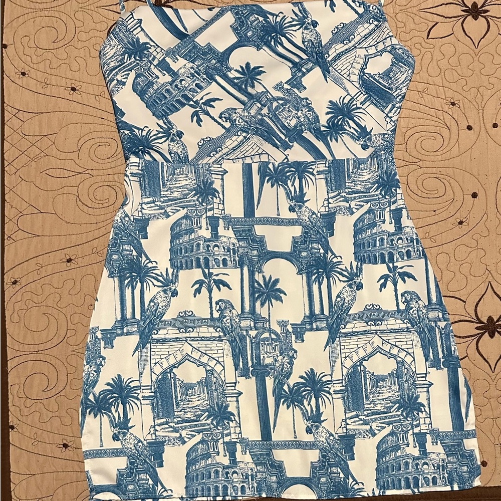 Forever 21 Blue and White Patterned Dress